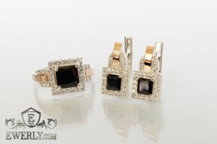 Kit : earring of sterling silvers and ring of sterling silver, фото