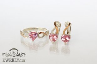Kit : earring of  silvers and ring of  silver, фото