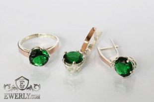 Kit : earring of sterling silvers and ring of sterling silver, фото