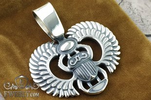 Кулон - підвіска «Жук Скоробей» з срібла, фото