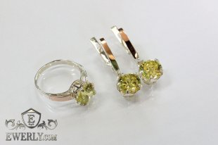 Set : earring of  silvers and ring of  silver, фото