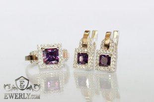 Kit : earring of sterling silvers and ring of sterling silver, фото
