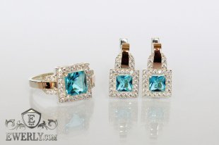 Kit : earring of  silvers and ring of  silver, фото