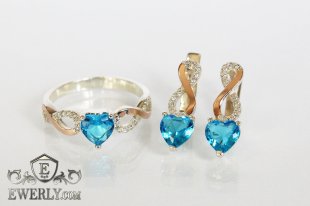 Set : earring of  silvers and ring of  silver, фото