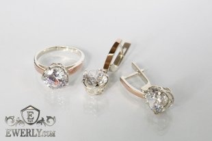 Set : earring of  silvers and ring of  silver, фото
