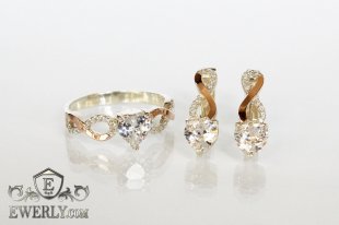 Set : earring of sterling silvers and ring of sterling silver, фото