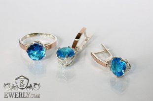 Kit : earring of sterling silvers and ring of sterling silver, фото